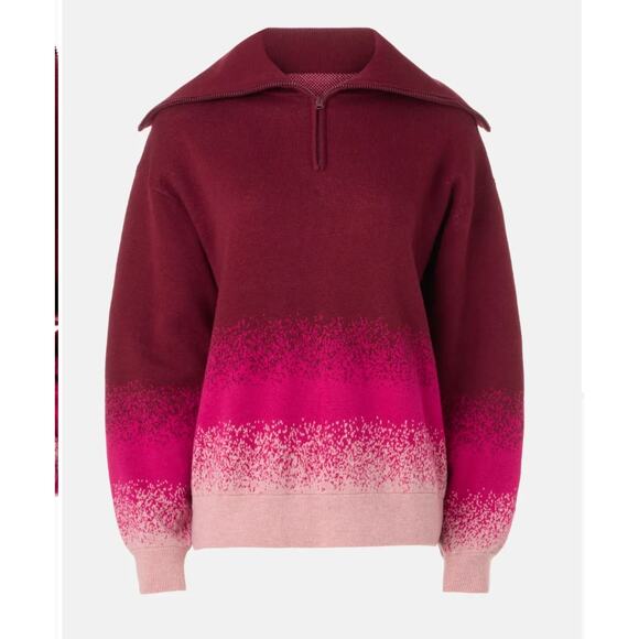 Terez Pink Ombre Oversized Sweater LARGE Fold Over Quarter Zip Soft Holiday $380 - Picture 7 of 9